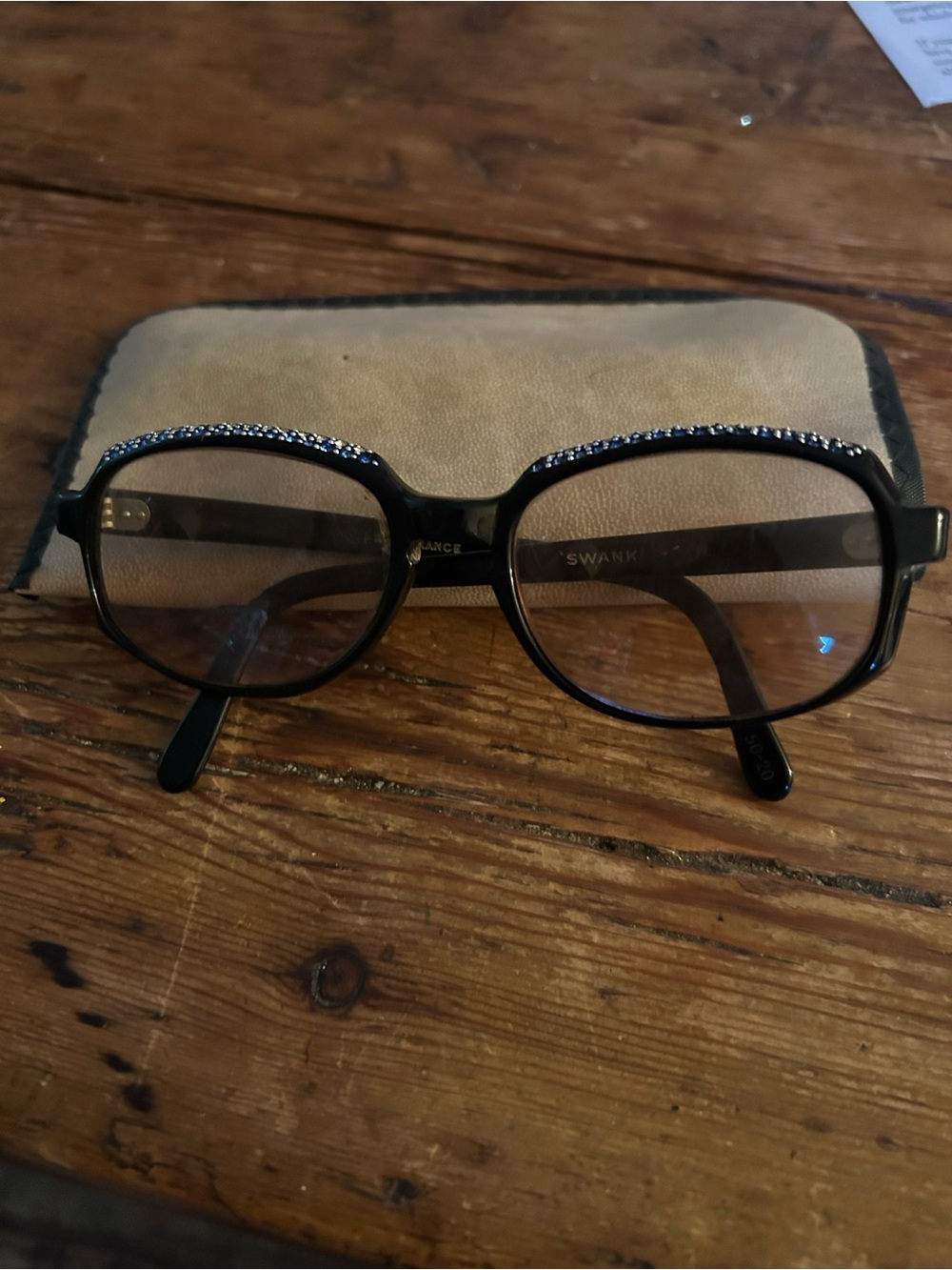 SWANK Black Glasses with Crystal Brow Accent